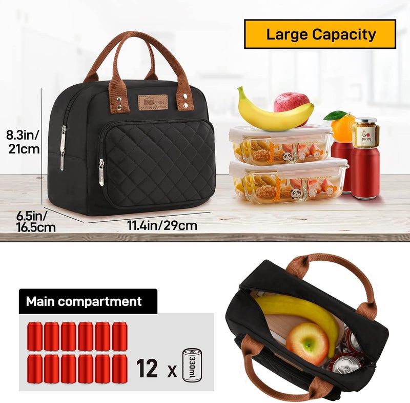Buringer HOMESPON Lunch Bag for Woman Man Adults with Front Pocket Insulated Lunch Tote Lunch Box Container for Work Picnic or Travel（Black） - Image 3